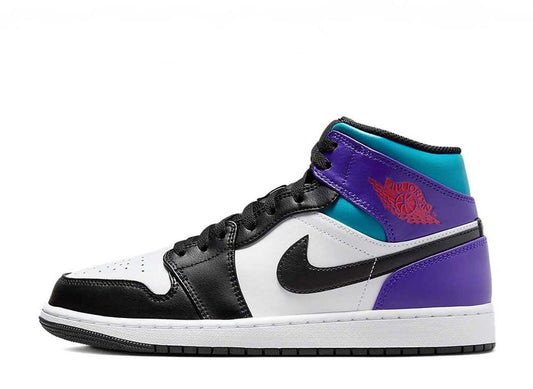 AIR JORDAN 1 MID 'WHITE/BLACK-BRIGHT CONCORD/AQUA'